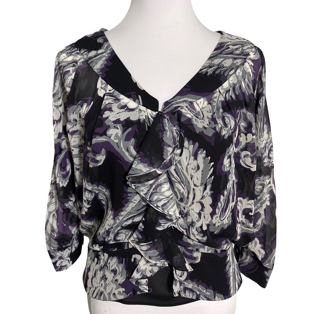 Hudson Jeans Purple and Black Patterned Blouse